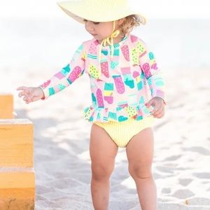 Ruffle Butts Ice Cream Social Rash Guard Bikini